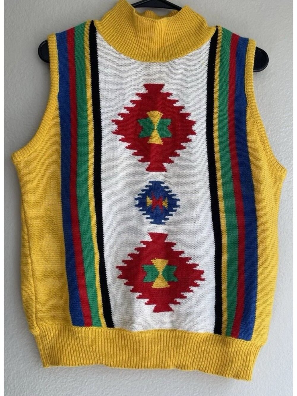 Vintage Genoa Brenda Lim Aztec Tribal cardigan vest Women’s Sz M